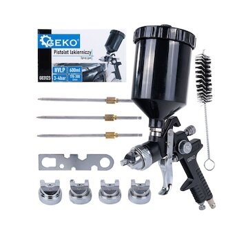 Stříkací pistole HVLP s nádobkou 0,6 l, trysky 4 ks GEKO