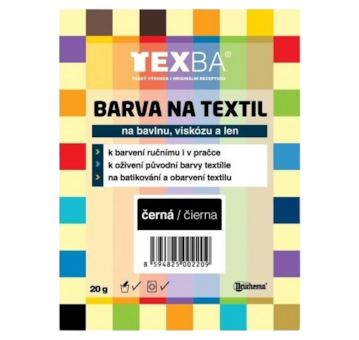 TEXBA 12 černá barva na textil Druchema