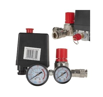 Tlakový spínač pro kompresor 230 V, 2x manometr MAR-POL G80318