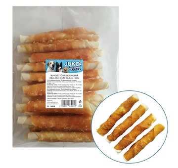 Tyč buvolí bílá obalená kuřecím masem JUKO Snacks 12,5 cm (20 ks)