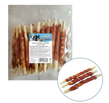 Tyčinka buvolí obalená kachním masem JUKO Snacks 12,5 cm (30 ks)