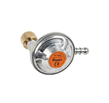 Úhlový regulátor tlaku plynu 37mbar, 1,5kg/h na turistické láhve s trnem