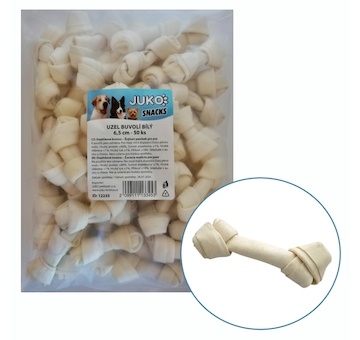 Uzel buvolí bílý JUKO Snacks 6,5 cm (50 ks)