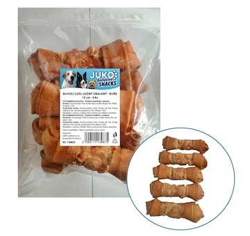 Uzel buvolí uzený obalený kuřecím masem JUKO Snacks 15 cm (6 ks)