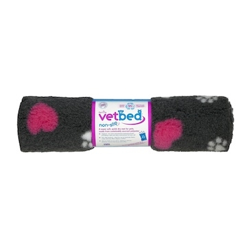 Vetbed protiskluz / Drybed grafitová srdce a packy DELUXE 100 x 75 cm, vlas 30 mm