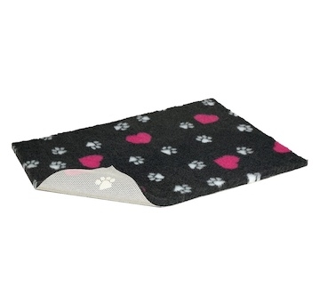 Vetbed protiskluz / Drybed grafitová srdce a packy, role 10 x 1,5 m, vlas 30 mm