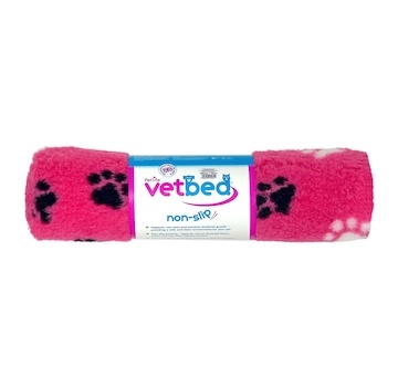 Vetbed protiskluz / Drybed růžová černé a bílé packy DELUXE 150 x 100 cm, vlas 30 mm