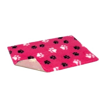 Vetbed protiskluz / Drybed růžová černé a bílé packy, role 10 x 1,5 m, vlas 30 mm