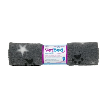 Vetbed protiskluz / Drybed šedá packa a hvězda 75 x 50 cm DELUXE, vlas 30 mm