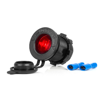 Vodotěsná zásuvka do autozapalovače s ČERVENÝM LED podsvícením 12/24V AMIO-04219