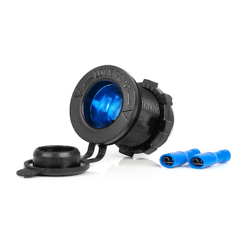 Vodotěsná zásuvka do autozapalovače s ČERVENÝM LED podsvícením 12/24V AMIO-04220