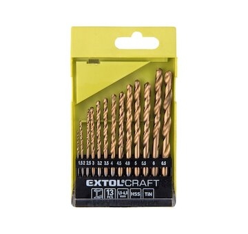 Vrtáky do kovu, sada 13ks, 1,5-6,5mm, HSS TITAN, EXTOL CRAFT