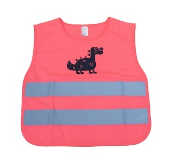 Výstražná vesta dětská růžová DINOSAUR AMIO-03989