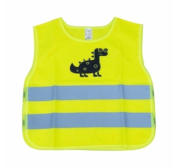 Výstražná vesta dětská žlutá s certifikátem DINOSAUR AMIO-03936