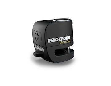 zámek kotoučové brzdy Micro XA5, OXFORD (integrovaný alarm, černý, průměr čepu 5,5 mm)