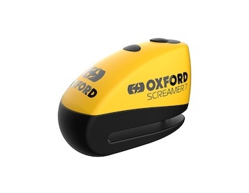 zámek kotoučové brzdy SCREAMER 7, OXFORD (integrovaný alarm, žlutý/černý, průměr čepu 7 mm)