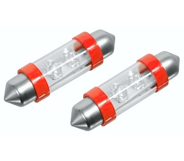 Žárovka 4LED 12V  suf. SV8.5 38mm červená  2ks