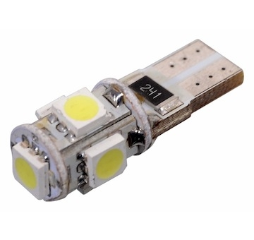 Žárovka 5 SMD LED 12V T10 s rezistorem CAN-BUS ready bílá