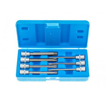 Zástrčné hlavice TORX 3/8", rozměry T25 - T60, prodloužené 110 mm, sada 7 ks SATRA