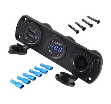 Zásuvka zapalovač 12V, 2xUSB 5V, voltmetr KAXL