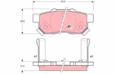 Sada brzdových destiček, kotoučová brzda TRW GDB3174