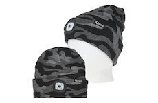 Čepice s LED světlem, USB nabíjení, maskáčová - GEKO