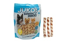 Chicken Jerky wrapped Pollock Strips JUKO Snacks 250 g