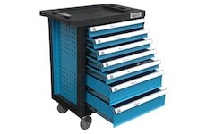 Dílenská pojízdná skříňka 7 zásuvek s vybavením 162 ks GEKO