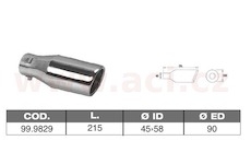 koncovka výfuku nerezová kulatá, vnější průměr 90mm, délka 215mm, vnitřní průměr 45-58mm ASSO