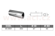 koncovka výfuku nerezová kulatá, vnější průměr 90mm, délka 350mm, vnitřní průměr 87mm ASSO