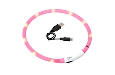 LED obojek dobíjecí Karlie, růžová 35 cm