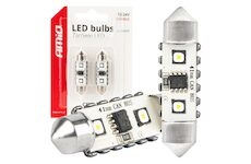LED žárovky CANBUS 12SMD Festoon C5W 3838 41mm White 12/24V AMiO-04250