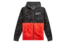mikina CAMO BLOCK HOODIE, ALPINESTARS (šedá camo/červená fluo, vel. L)