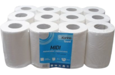 Papírové utěrky MIDI 2vr,celulóza,130x190mm 70m, vytahovací středem (12ks)