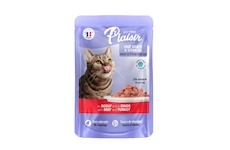 Plaisir Cat hovězí & krocaní, kapsička 100 g