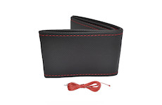 Potah volantu šněrovací, černý, perforovaný, červená nit 38-39 cm