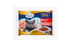 PreVital Fillet kočka hovězí a losos, kapsa 85 g (4 pack) 