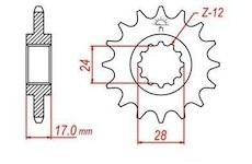 řetězové kolečko pro sekundární řetězy typu 525, JT - Anglie (15 zubů)