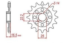 řetězové kolečko pro sekundární řetězy typu 525, JT - Anglie (15 zubů)