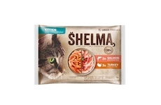 SHELMA Cat Kitten losos a krůta, kapsa 85 g (4 pack)