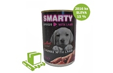 SMARTY Dog Junior Jehněčí chunks, konzerva 410 g (paleta 2016 ks) SLEVA 15 %