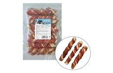 Tyč buvolí kroucená 2 barevná obalená kachním masem JUKO Snacks 12,5 cm (20 ks)