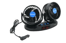 Ventilátor MITCHELL DUO 2x130mm 12V na palubní desku s teploměrem