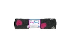 Vetbed protiskluz / Drybed grafitová srdce a packy DELUXE 100 x 75 cm, vlas 30 mm