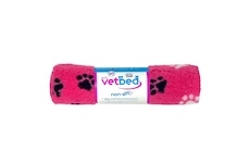 Vetbed protiskluz / Drybed růžová černé a bílé packy DELUXE 150 x 100 cm, vlas 30 mm