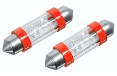 Žárovka 4LED 12V  suf. SV8.5 38mm červená  2ks
